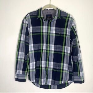 NAUTICA blue/white/green button-down shirt (14-16)